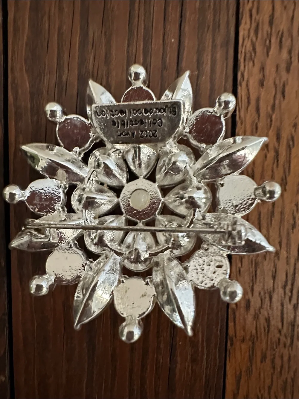 Avon Silver-Tone Crystal and Pearl Floral Brooch